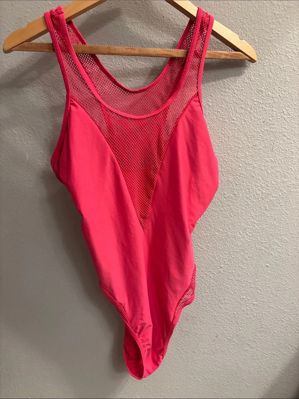 YMI Hot Pink Mesh One-Piece Swimsuit